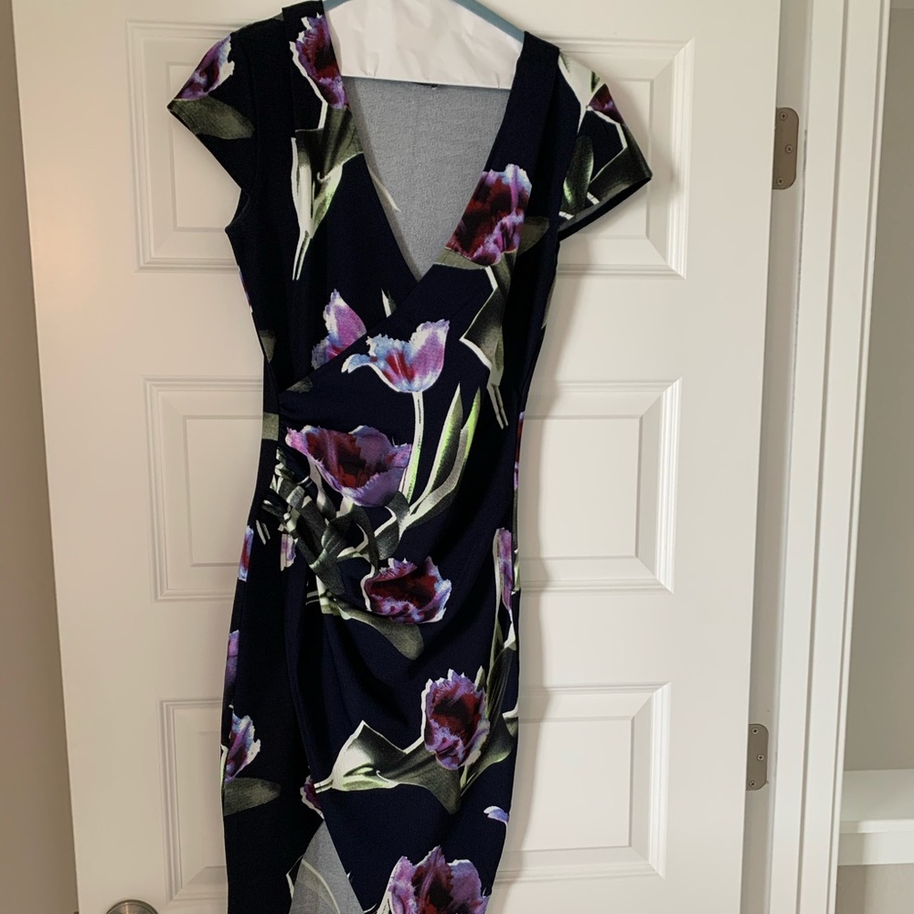 AXS size 8 floral print asymmetrical dress